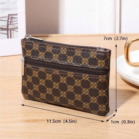 ⚠️Clearance Coffee Brown Double Zipper Coin Purse / Wallet / Cardholder - Picture 4 of 6